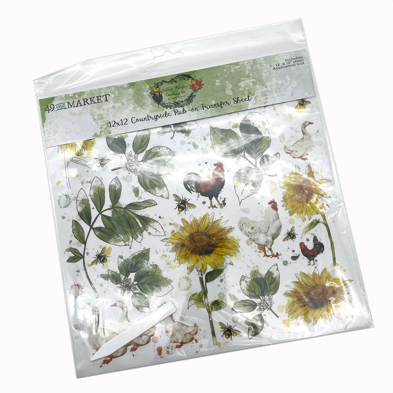 49 and Market Vintage Artistry Countryside 12 x 12 Hoja de transferencia para frotar